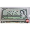 Image 2 : Canada $1 Bills 1954DF "Devil's Face" (2 Consecutive) : Coyne/Towers #CA4896644-645