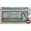 Image 4 : Canada $1 Bills 1954DF "Devil's Face" (2 Consecutive) : Coyne/Towers #CA4896644-645