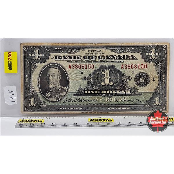 Bank of Canada $1 Bill 1935 : Osbourne/Towers #A3868150