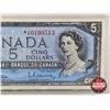 Image 3 : Canada $5 Bill 1954 *Replacement : Beattie/Rasminsky # *VS0199513