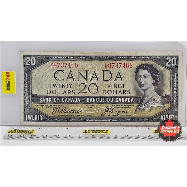 Canada $20 Bill 1954DF "Devil's Face" : Beattie/Coyne #DE9737468