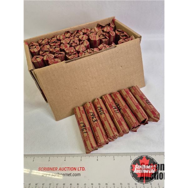 BULK LOT : CANADA PENNY COLLECTION (50 ROLLS) : 1961 - 1981 (Weighs 7.9kg)