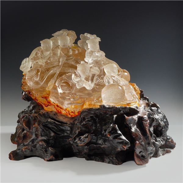 Chinese Large Natural Carved Quartz Crystal Sculpture