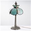 Image 1 : Art Deco Style Table Lamp with Blue Slag Glass Shade