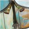 Image 4 : Art Deco Style Table Lamp with Blue Slag Glass Shade