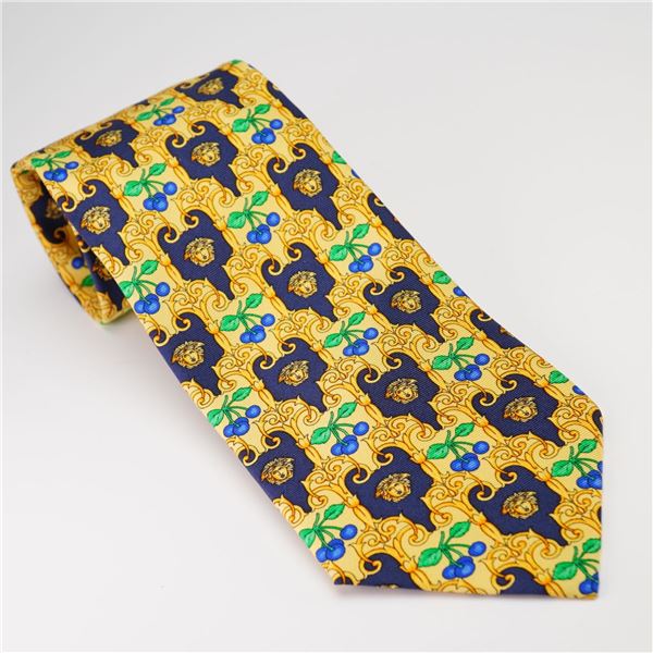 Gianni Versace Silk Baroque Floral Print Tie