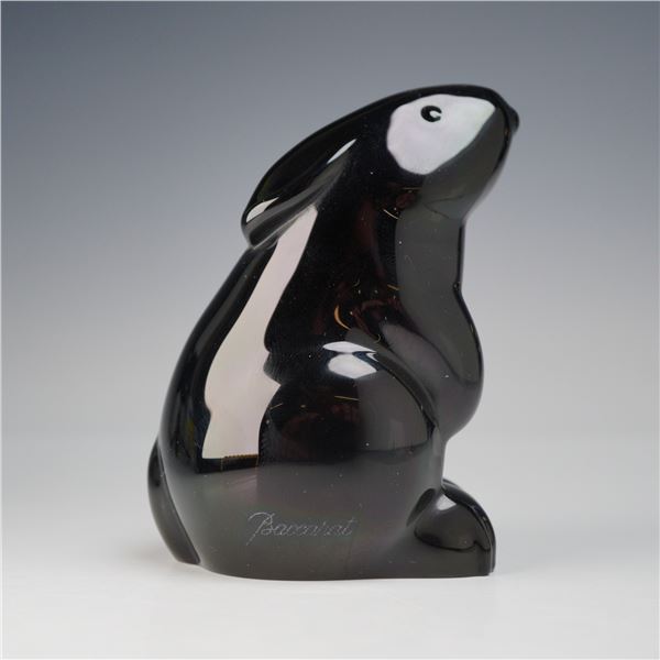 Baccarat Black Crystal Sitting Rabbit Paperweight