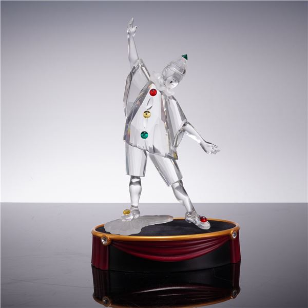 Swarovski 1999 Masquerade Crystal Figurine, Pierrot with Display Stand