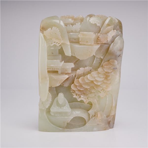 Chinese Carved Jade Landscape Mountain