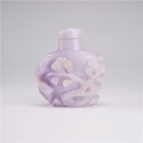Chinese Carved Lavender Jade Snuff Bottle