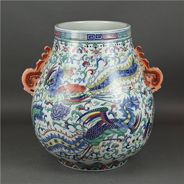 Chinese Large Doucai Porcelain Hu Vase