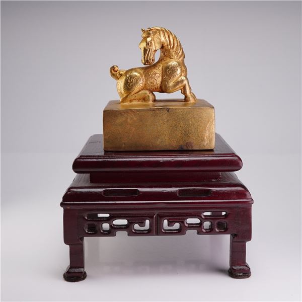 Qing Dynasty Gilded Bronze Large Horse Seal