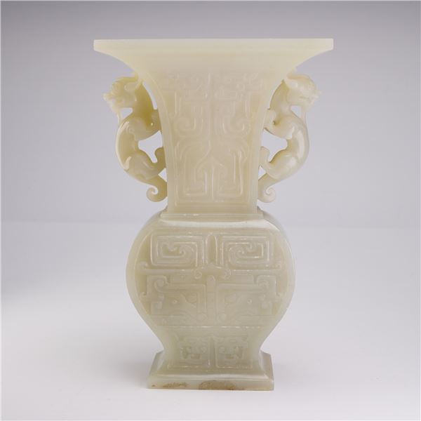 Qing Dynasty Light Celadon Jade Vase