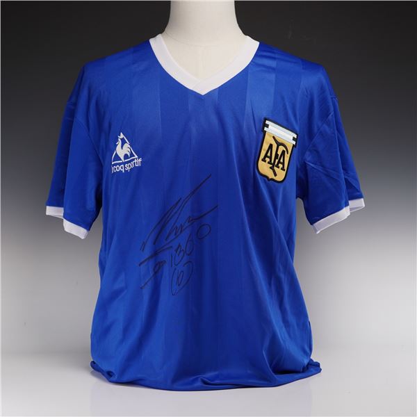 Diego Maradona Front Signed Argentina 1986 World Cup Style Away Jersey, Icons COA