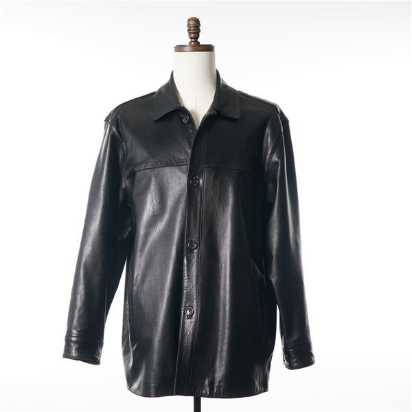Marc New York Andrew Marc Black Leather Car Coat