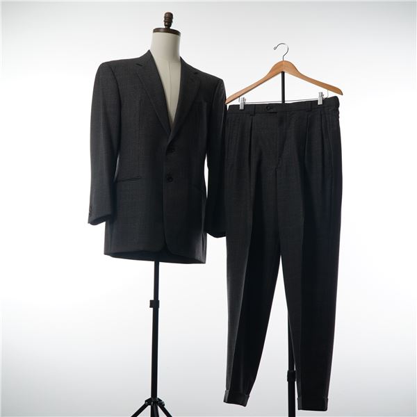 Armani Collezioni Men Gray Windowpane Check Wool Two-Piece Suit