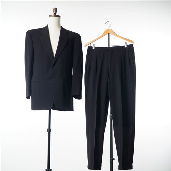 Armani Collezioni Men Two-Piece Textured Wool Suit in Black