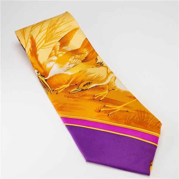 Gianni Versace Silk Necktie with Bird and Baroque Motifs