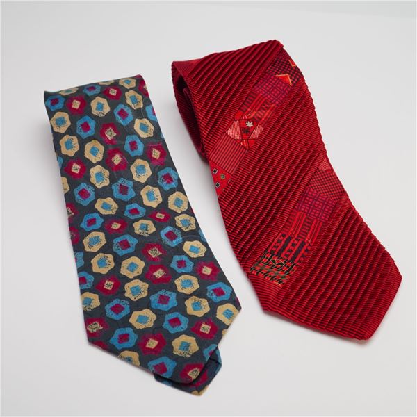 2pc Brioni Silk Geometric Neckties
