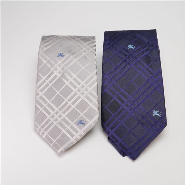 2pc Burberry London Exploded Check Silk Neckties