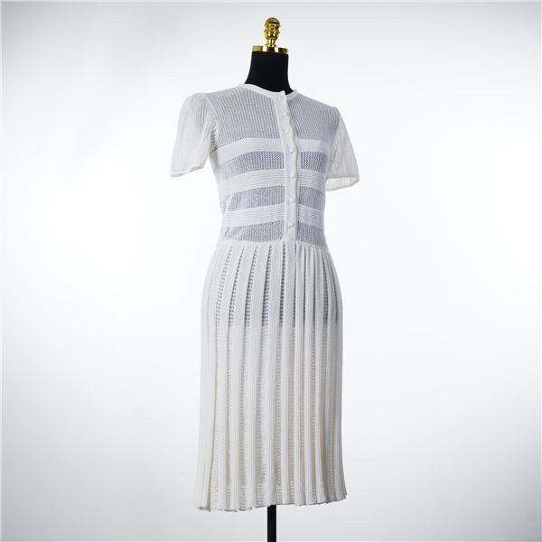 White Short Sleeve Button Up Summer Knit Dress