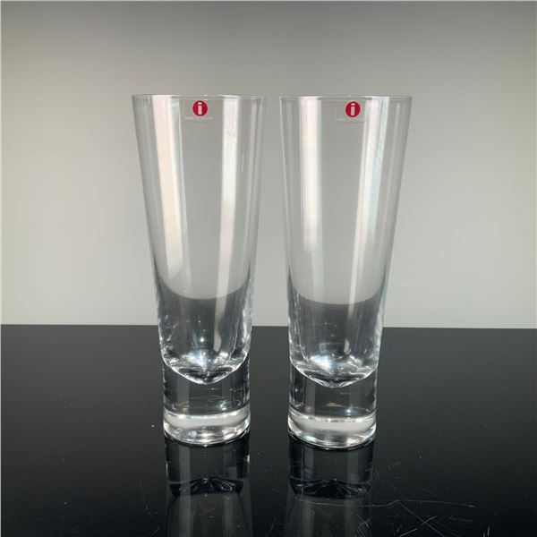 A Pair of Iittala Crystal Aarne Highball Glasses