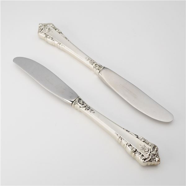 2pc Lunt Sterling Silver and Stainless Steel Butter Spreaders Knives, Rondelay