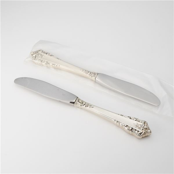 2pc Lunt Sterling Silver and Stainless Steel Butter Spreaders Knives, Rondelay
