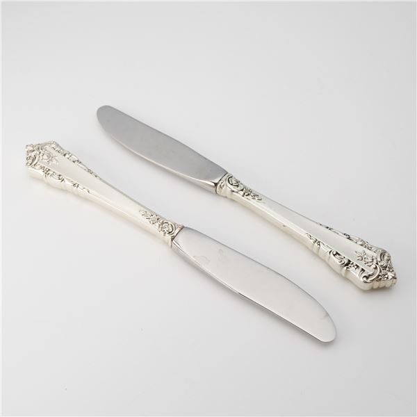 2pc Lunt Sterling Silver and Stainless Steel Butter Spreaders Knives, Rondelay