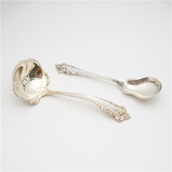 2pc Lunt Sterling Silver Ladle and Sugar Spoon, Rondelay