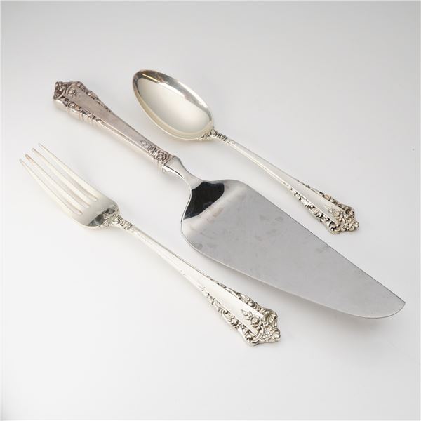 3pc Lunt Sterling Silver Fork, Spoon and Cake Server, Rondelay