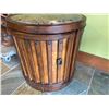 Image 3 : Round Wooden Cabinet Table w/ Stone Top & 2 Undershelves 25" Dia, 26"H