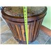 Image 7 : Round Wooden Cabinet Table w/ Stone Top & 2 Undershelves 25" Dia, 26"H
