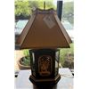 Image 1 : Table Lamp w/ Inlaid Mirrors, Metal Accented Base & Tan Shade 28"H