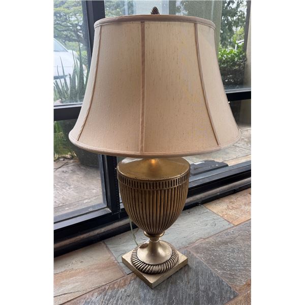 Metal Table Lamp w/ Urn Base & Off-White Shade 36"H