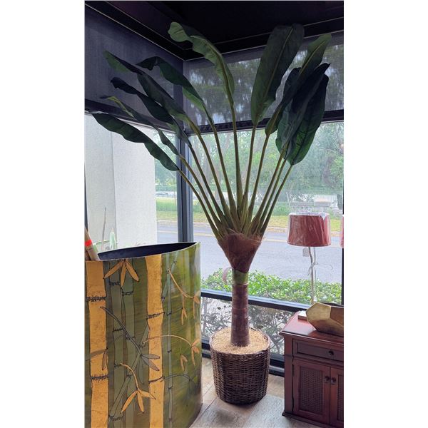 Large Artificial Traveler's Palm Tree in Woven Pot 9'H