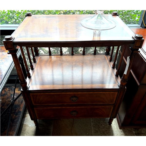 Walnut Side Table w/ Undershelf & 2 Drawers 23.5" x 16" x 29"H