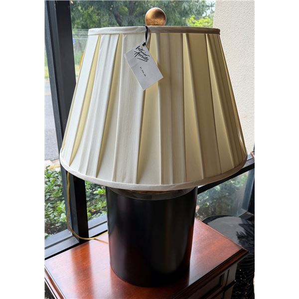 Table Lamp w/ Cylinder Base & White Shade 13.5" Dia, 30"H