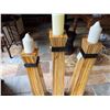 Image 2 : Qty 3 Floor Pillar Candle Holders w/ Striped Design & 3 White Candles, Misc Sizes