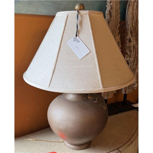 Table Lamp w/ Ceramic Base & Off-White Shade 8" Dia (top), 30"H