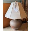 Image 1 : Table Lamp w/ Ceramic Base & Off-White Shade 8" Dia (top), 30"H