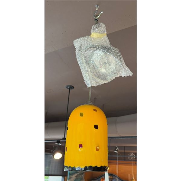 Hanging Yellow Glass Pendant Lamp made in Italy 8.5"L