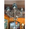 Image 1 : Wrought Iron Chandelier w/ Leaf Accents & Metal Shades