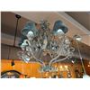 Image 2 : Wrought Iron Chandelier w/ Leaf Accents & Metal Shades