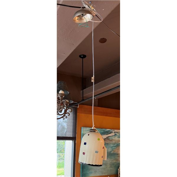 Hanging White & Blue Glass Pendant Lamp made in Italy 5.5"L