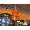 Image 2 : Hanging Orange Striped Glass Pendant Lamp made in Italy 8.5"L