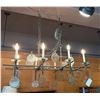Image 1 : Rectangular Wrought Iron Chandelier w/ Candle Lights & Clear Hanging Discs