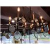 Image 3 : Rectangular Wrought Iron Chandelier w/ Candle Lights & Clear Hanging Discs