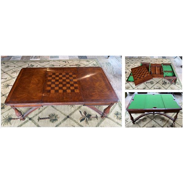Jonathan Charles Game Table w/ Felt Top & Removable Panels for Chess, Backgammon, etc 56" x30" x21"H