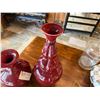 Image 5 : Qty 2 Maitland-Smith Decorative Red Vases, Misc Styles & Sizes